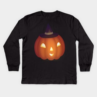 Little Witch Pumpkin Kids Long Sleeve T-Shirt